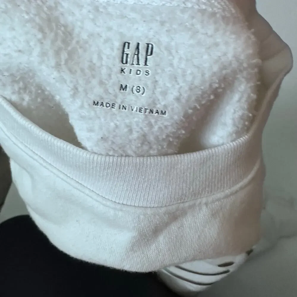 Gap White Smile Sweatshirt - Metallic Design - Size Medium